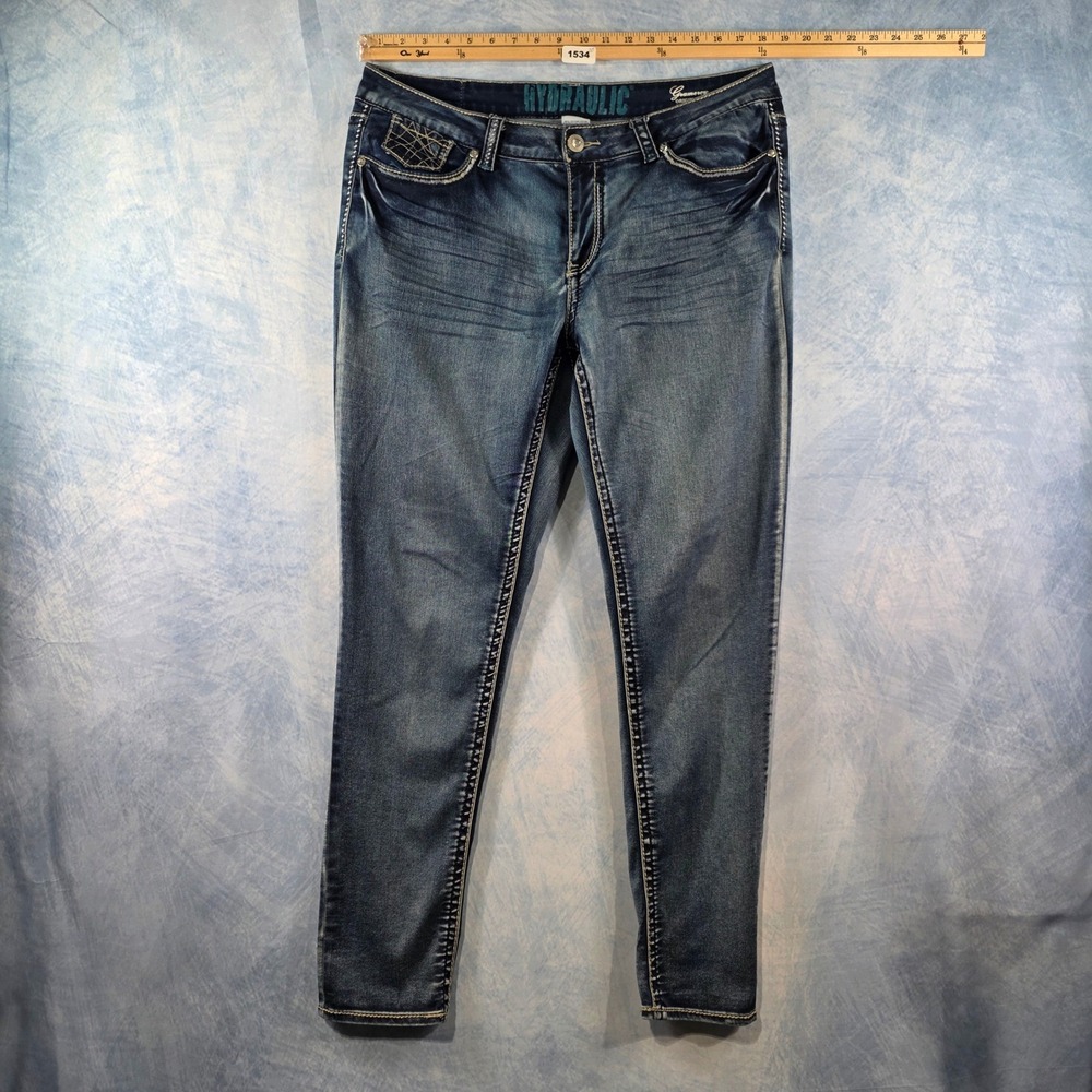 Hydraulic Gramercy Skinny Jeans Womens 18 Medium Wash Embroidered Bling Pockets